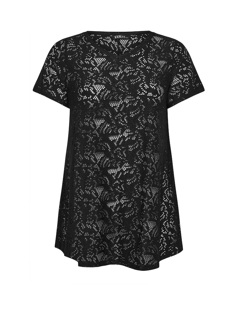 Yours Curve Black Broderie Anglaise Top - Image 5 of 5