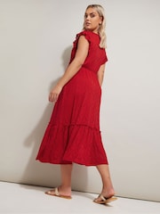 Yours Curve Red Broderie Anglaise Midaxi Dress - Image 3 of 5