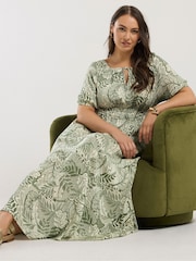 Yours Curve Green Boho Midaxi Dress - Image 2 of 5