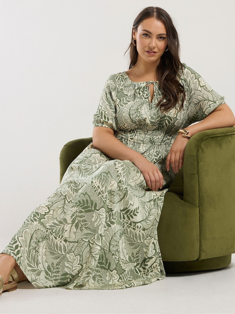 Yours Curve Green Boho Midaxi Dress - Image 2 of 5
