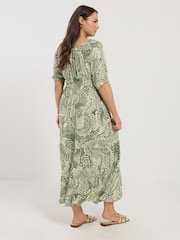Yours Curve Green Boho Midaxi Dress - Image 3 of 5