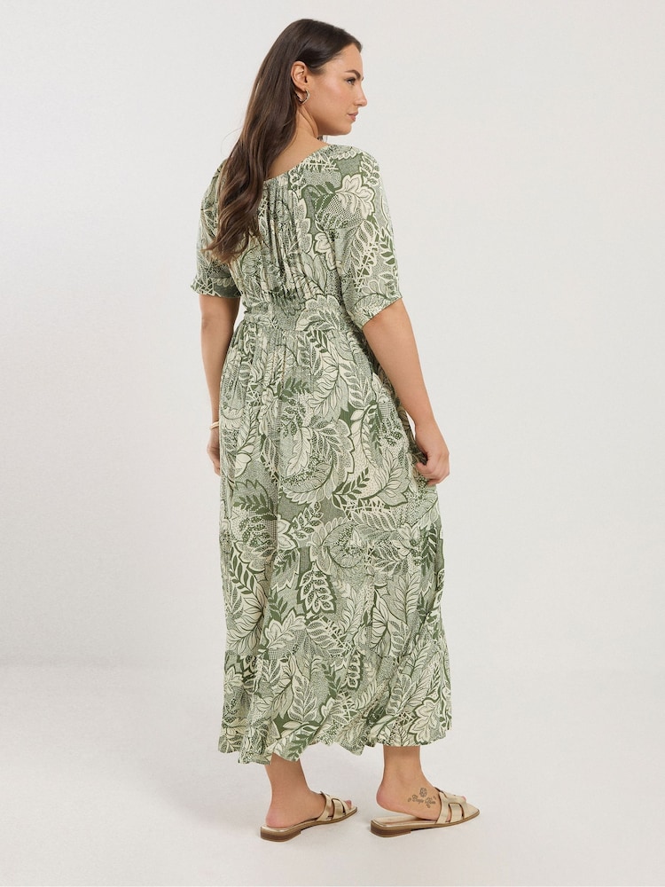 Verde - Vestido semilargo boho de Yours Curve - Imagen 2 de 3