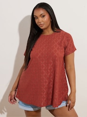 Yours Curve Orange Anglaise Broderie Swing Top - Image 2 of 6