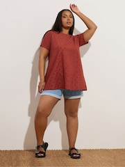 Yours Curve Orange Anglaise Broderie Swing Top - Image 3 of 6