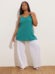 Yours Curve Green Anglaise Button Swing Vest - Image 2 of 5