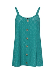 Yours Curve Green Anglaise Button Swing Vest - Image 5 of 5