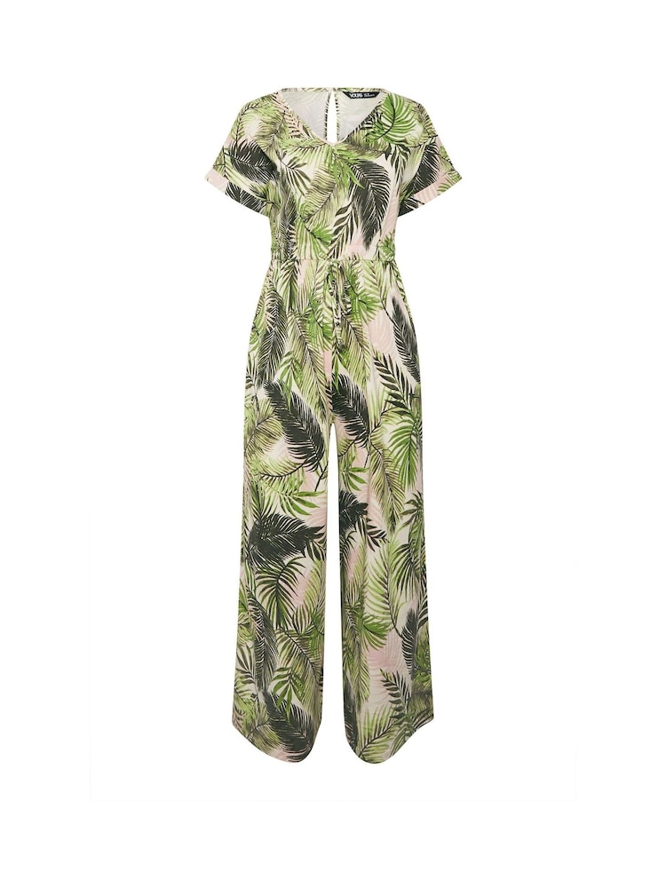 Yours Curve Green 100% Cotton Jumpsuit - Image 1 of 1