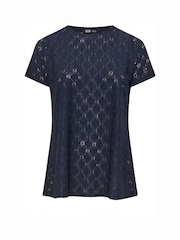 Yours Curve Blue Anglaise Broderie Swing Top - Image 5 of 5