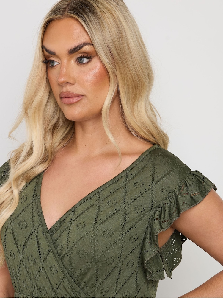 Buy Yours Curve Green Broderie Anglaise Midaxi Dress from Next USA