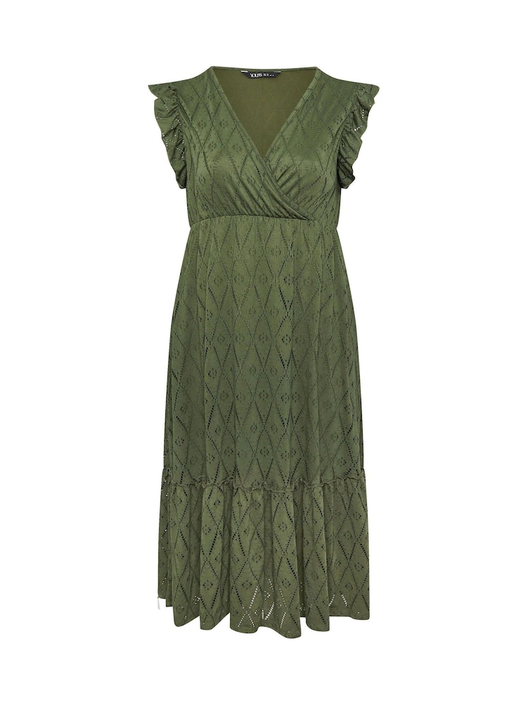 Verde - Vestido semilargo con bordado inglés de Yours Curve - Imagen 5 de 5 Verde - Vestido semilargo con bordado inglés de Yours Curve - Imagen 5 de 5