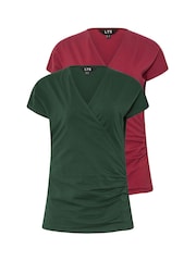 Long Tall Sally Red Wrap T-shirt 2 Pack - Image 6 of 8