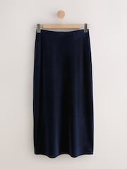 Navy Velvet Column Skirt - Image 1 of 3