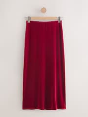 Cherry Red Velvet Column Skirt - Image 1 of 3