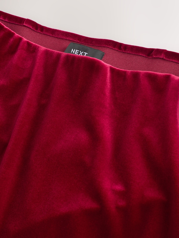 Cherry Red Velvet Column Skirt - Image 2 of 3