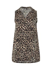 Yours Curve Brown Texture Sleeveless Shirt - Image 5 of 5