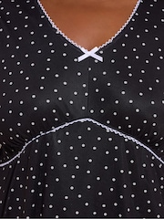 Yours Curve Black Mesh Pico Trim Short Sleeve Top - Image 4 of 5