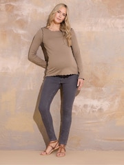 Long Tall Sally Natural Ribbed Top With Contrast Stitch - Image 2 of 5