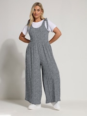 Yours Curve Black Texture Gingham Jumpsuit - Image 1 of 5