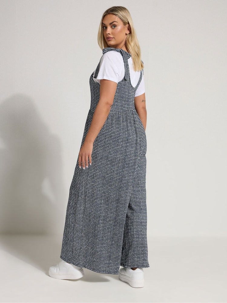 Yours Curve Black Texture Gingham Jumpsuit - Image 2 of 5