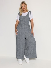 Yours Curve Black Texture Gingham Jumpsuit - Image 3 of 5