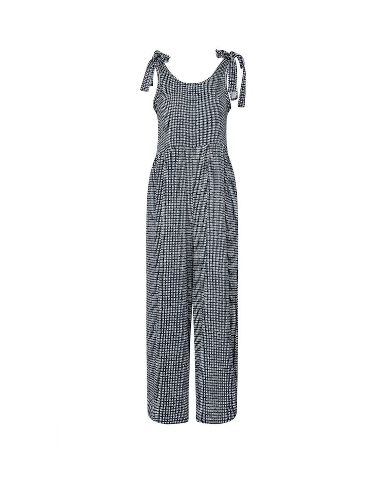Yours Curve Black Texture Gingham Jumpsuit - Image 5 of 5