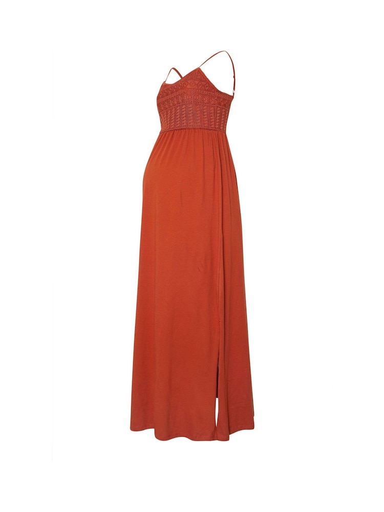 Long Tall Sally Orange Maternity 100% Cotton Crochet Bust Dress - Image 1 of 1