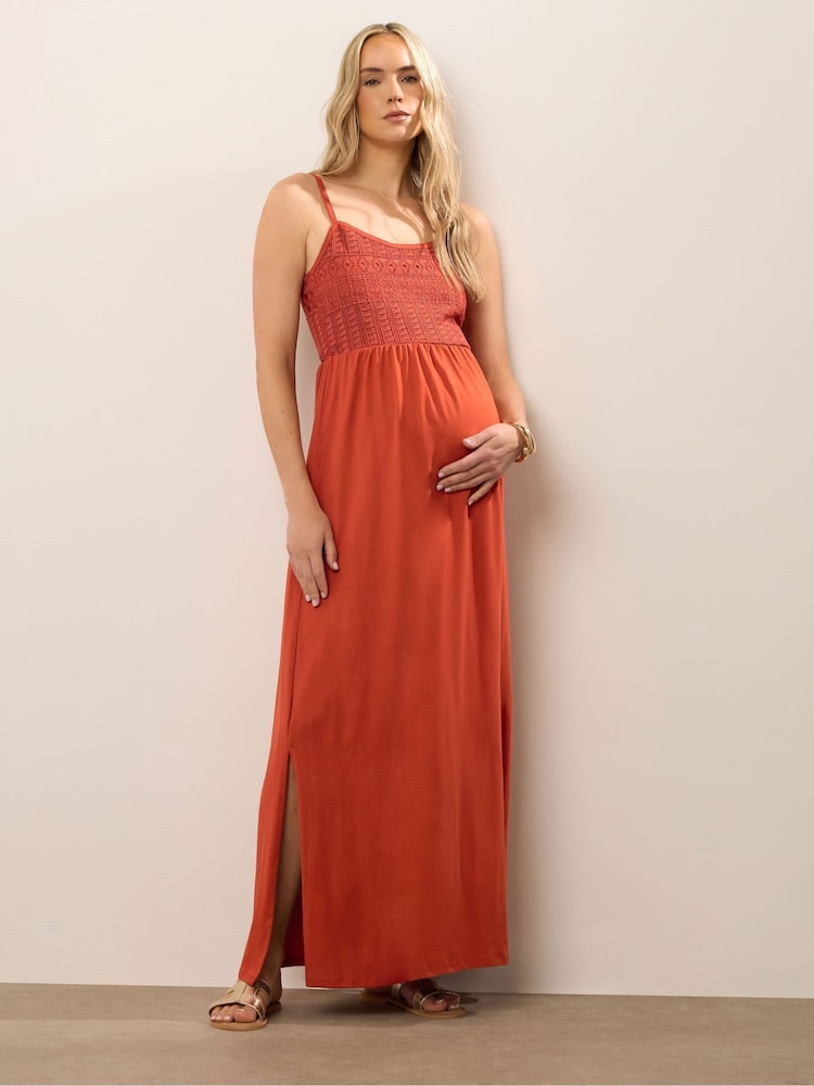 Long Tall Sally Maternity 100% Cotton Crochet Bust Dress - صورة 2 من 5