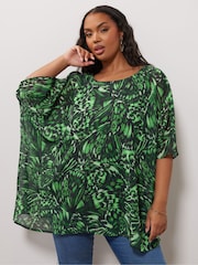 Yours Curve Green London Cape Top - Image 4 of 5