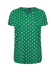 Yours Curve Green Dot Pleated Front Top - Image 3 of 5