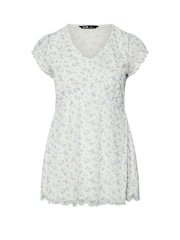 Blanco - Yours Curve Mesh Pico Trim Short Sleeve Top - Imagen 5 de 5