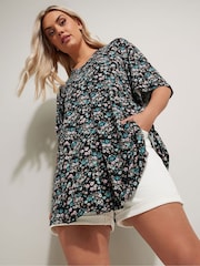 Negro - Top con pliegues en la parte delantera de Yours Curve - Imagen 1 de 5
