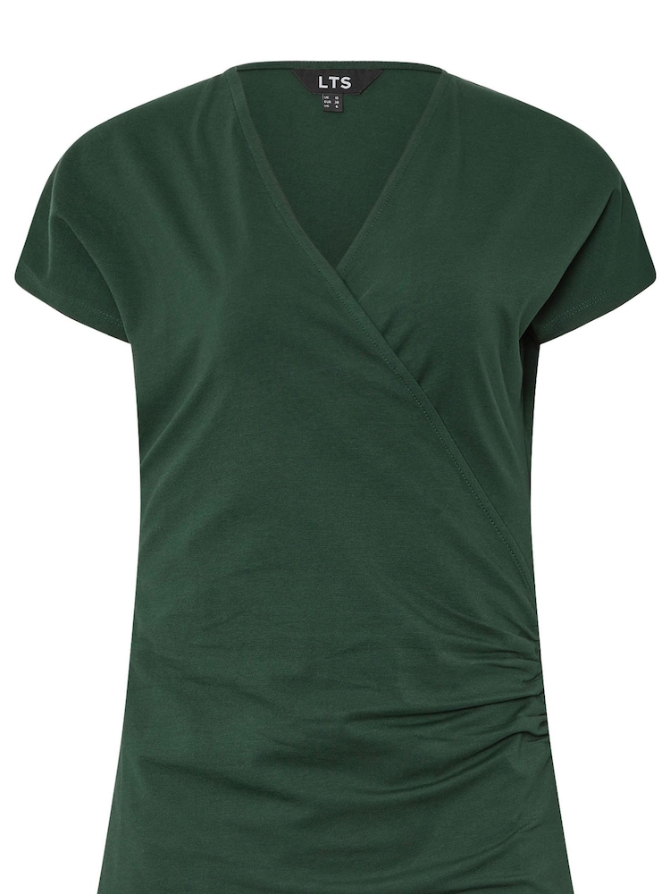 Long Tall Sally Green Grown On Sleeve Wrap Blouse - Image 5 of 5
