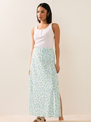 PixieGirl Petite Blue Ditsy A Line Midaxi Skirt - Image 2 of 5