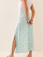 PixieGirl Petite Blue Ditsy A Line Midaxi Skirt - Image 3 of 5