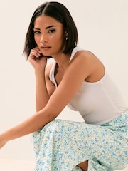 PixieGirl Petite Blue Ditsy A Line Midaxi Skirt - Image 4 of 5