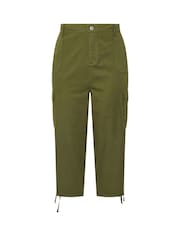 Grün - Yours Curve Woven Cargo Cropped 100% Cotton Trousers - Bild 5 von 5