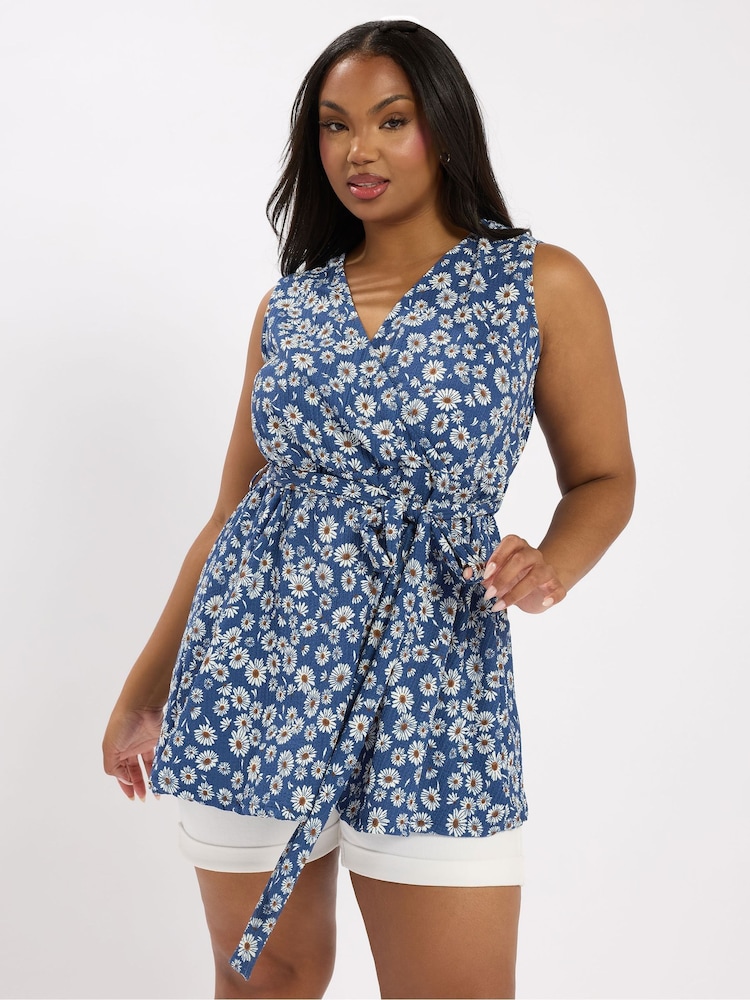 Azul - Yours Curve Sleeveless Vest Top - Imagem 1 de 5