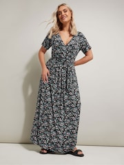 Yours Curve Black Wrap Dress - Image 2 of 5