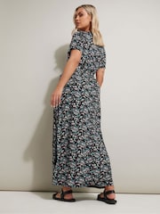 Yours Curve Black Wrap Dress - Image 3 of 5