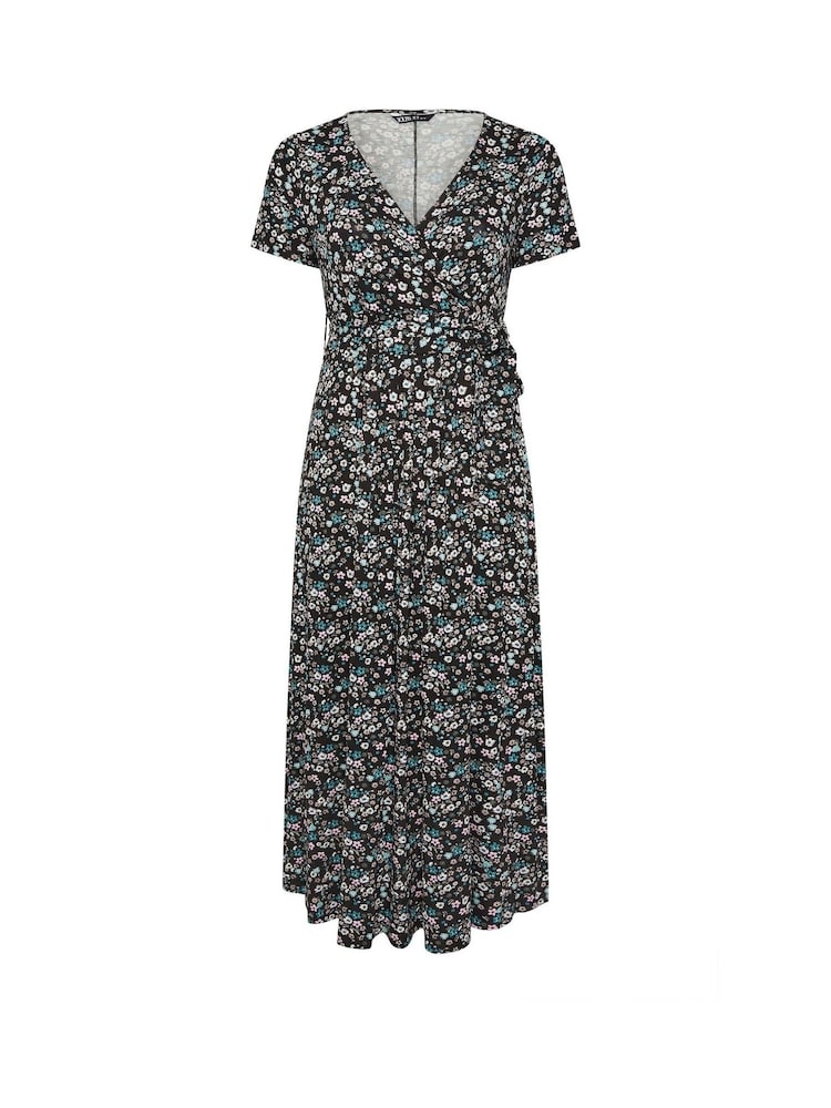 Yours Curve Black Wrap Dress - Image 5 of 5