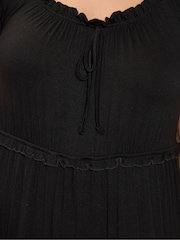 Yours Curve Black Milkmaid Tiered Maxi Dress - Image 4 of 5