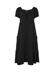 Yours Curve Black Milkmaid Tiered Maxi Dress - Image 5 of 5