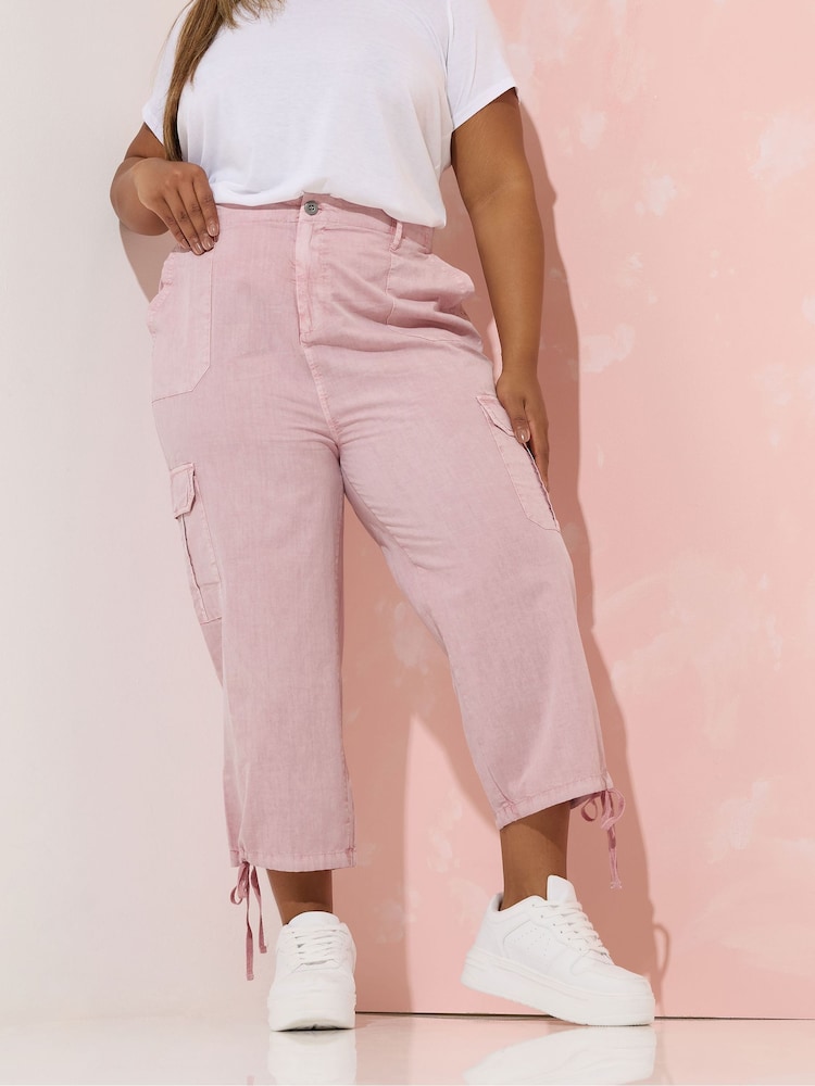 Yours Curve Woven Cargo Cropped 100% Cotton Trousers - Imagen 1 de 5 Yours Curve Woven Cargo Cropped 100% Cotton Trousers - Imagen 1 de 5