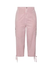 Yours Curve Pink Woven Cargo Cropped 100% Cotton Trousers - Image 5 of 5