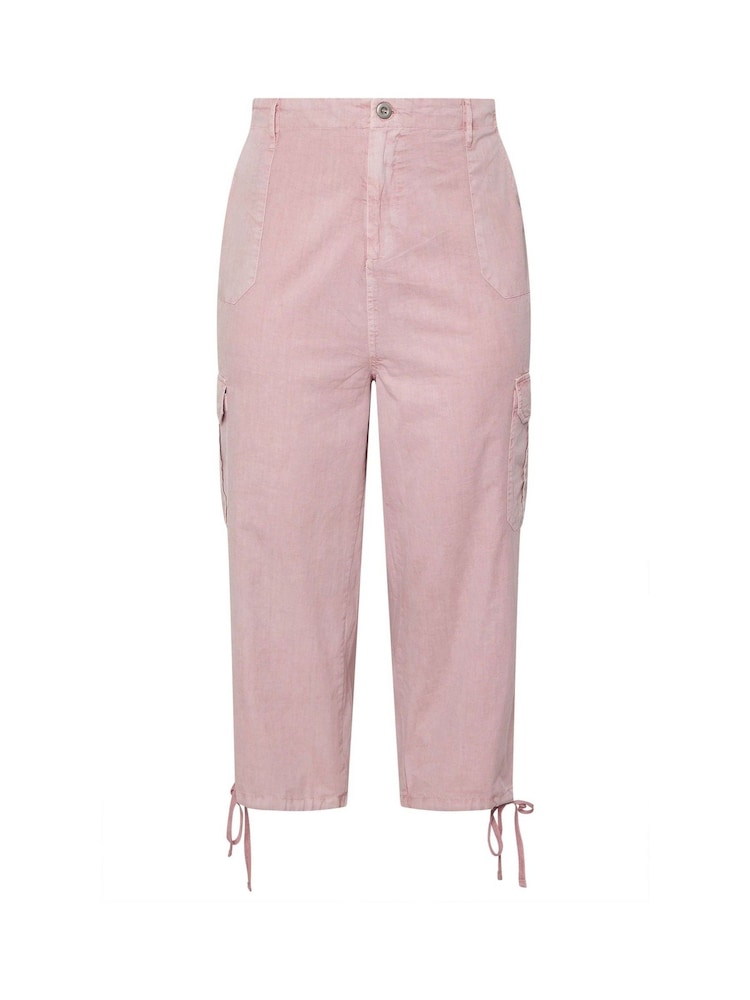 Yours Curve Pink Woven Cargo Cropped 100% Cotton Trousers - Image 5 of 5