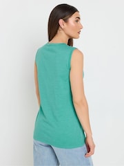 Long Tall Sally Green 100% Cotton Sleeveless Pintuck Henley Top - Image 3 of 5