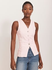 Mint Velvet Denim V-Neck Waistcoat - Imagen 1 de 8