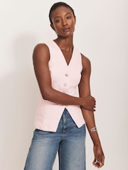 Mint Velvet Denim V-Neck Waistcoat - Imagen 2 de 8