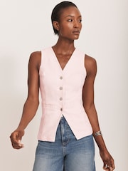 Mint Velvet Denim V-Neck Waistcoat - Imagen 4 de 8