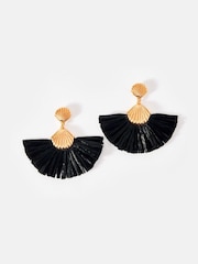 Mint Velvet Gold Tone Shell Raffia Earrings - Image 1 of 4